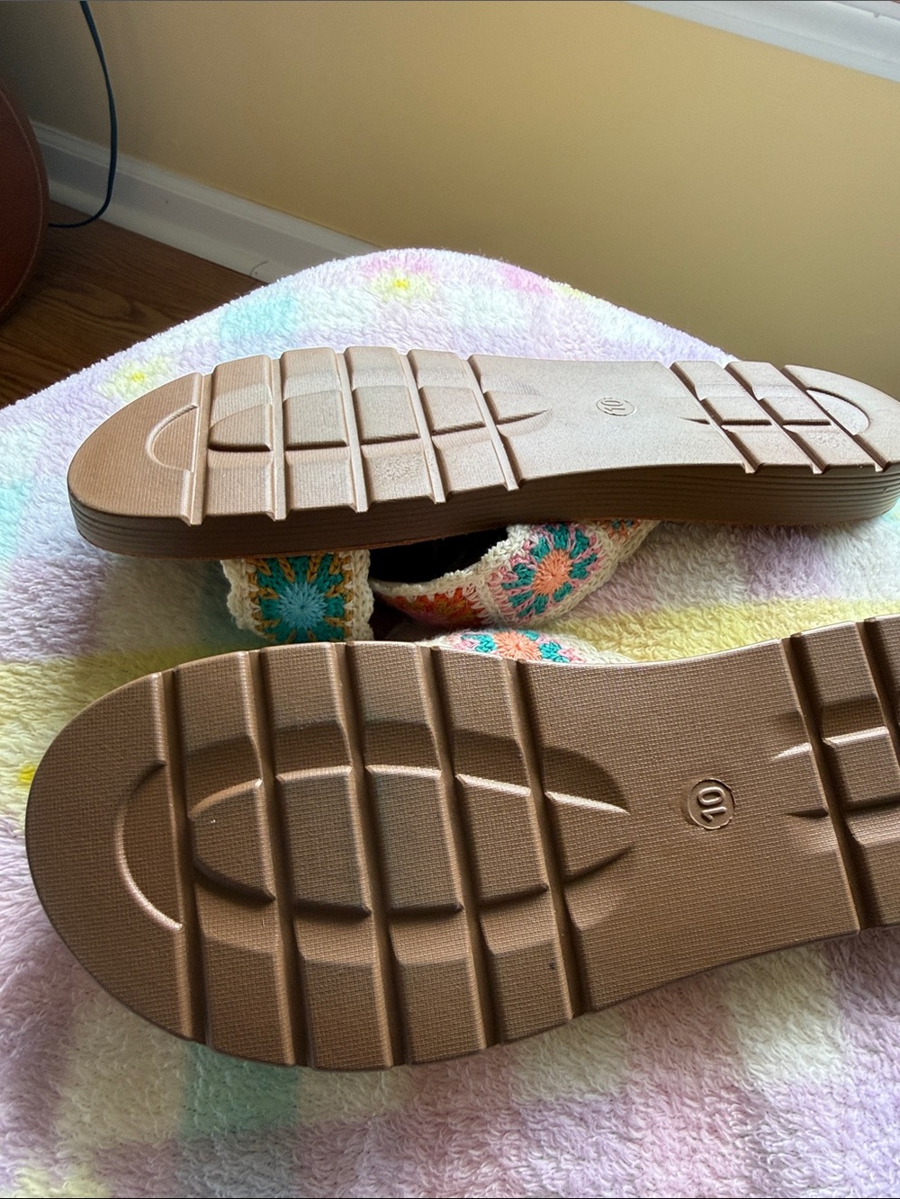Crochet-Trim Slide Sandals in Multicolor - NWOB Forever Comfort - Picture 7 of 9